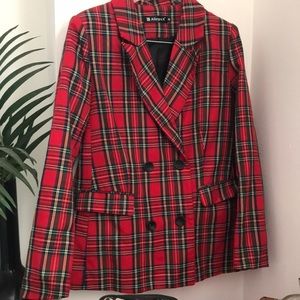 New !!!!-Allegra K plaid  double breasted , lined